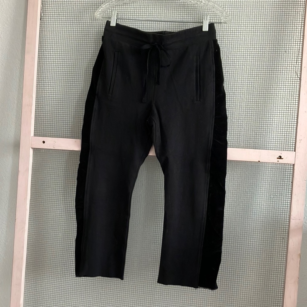 Pharaoh black sweats w ruched velvet side panels size small